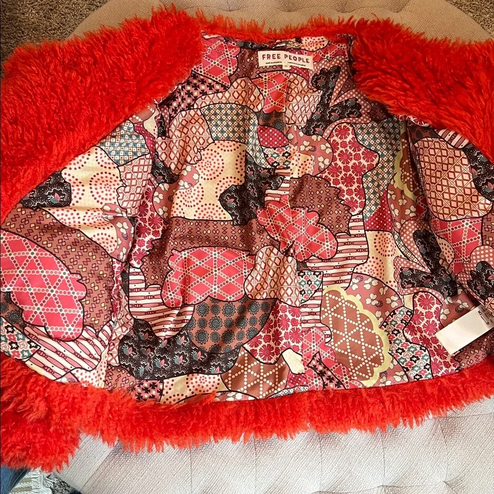 EUC. Free People Lena Teddy Jacket Orangish-red XS - Picture 8 of 11
